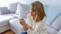 Woman sitting on a couch